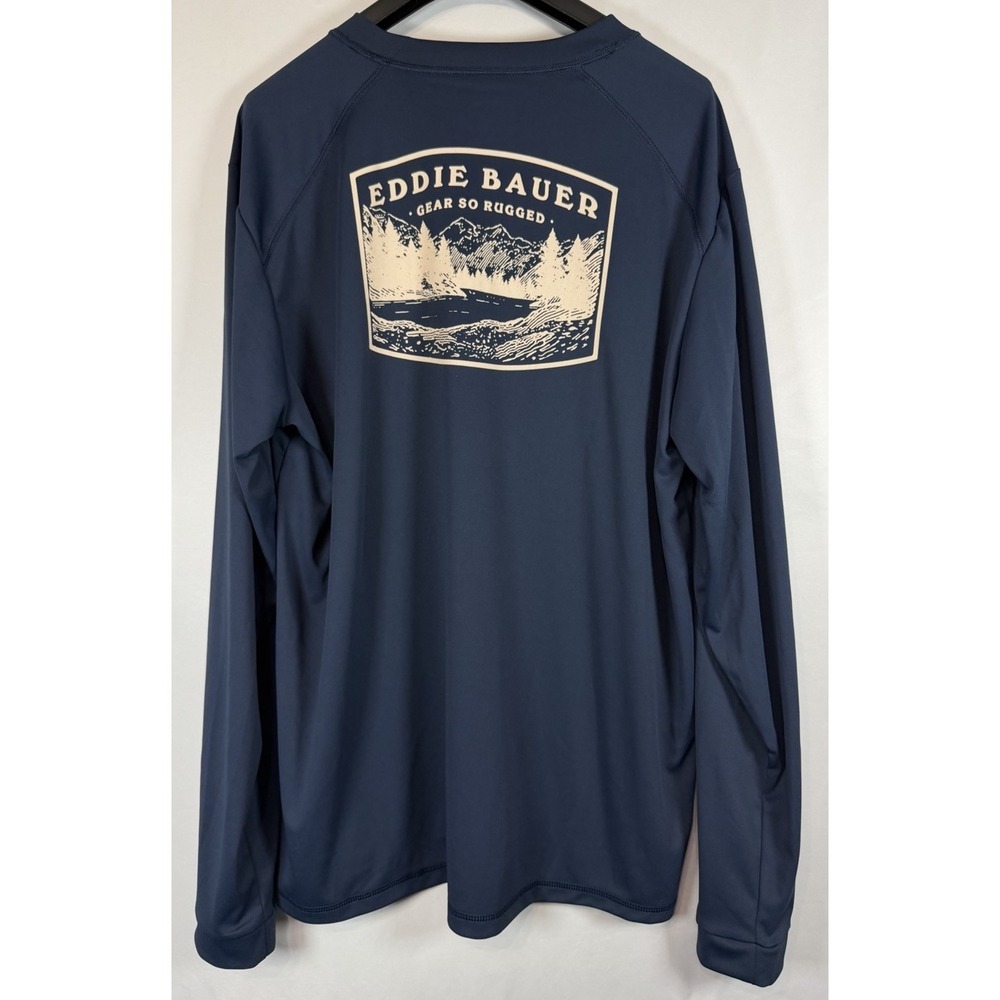 Eddie Bauer Navy Blue Outdoor Graphic Long‎ Sleeve T Shirt Men's XXL